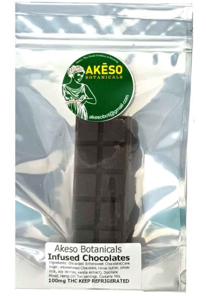 100mg THC Chocolate Bars 10 count.