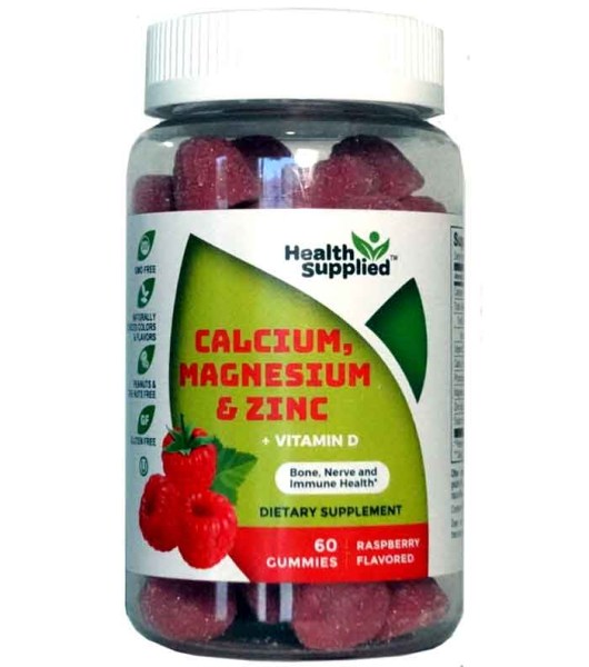 Calcium, Magnesium, Zinc + Vitamin D Dietary Supplements 60 gummies