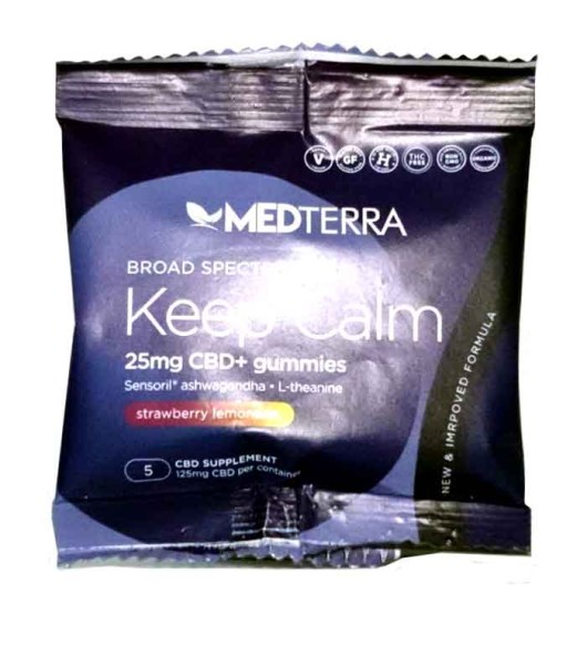 Medterra Full Spectrum Keep Calm 25mg CBD+ Strawberry Lemonade Gummies 5 count