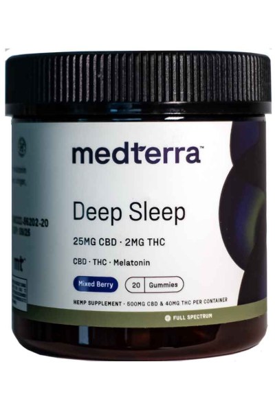 Medterra Deep Sleep 25mg CBD 2mg THC Gummies 20 count