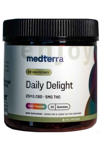 Medterra Daily Delight 25mg CBD 5mg THC Gummies 20 count