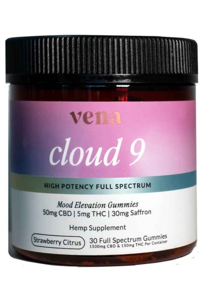 Vena Cloud 9 Mood Elevation Gummies 50mg CBD 5mg THC, 30mg Saffron 30 count